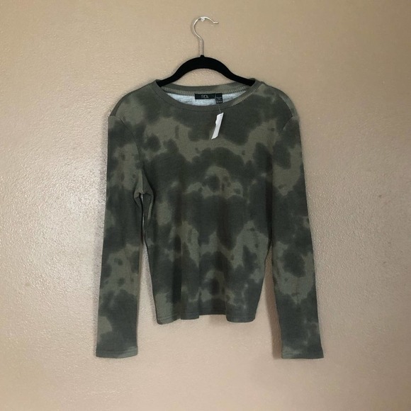 NWT RDI Green Tie Dye Thermal Top - Picture 1 of 5